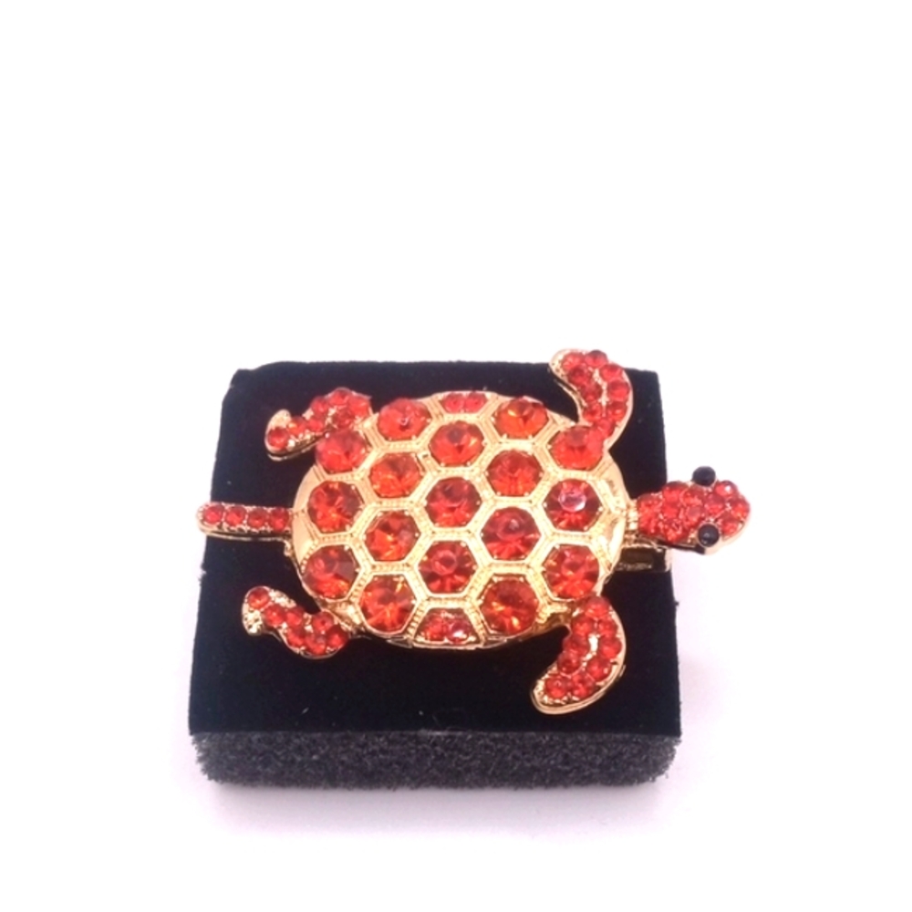 ELEGANT RUBIES AND GOLD SEA TURTLE BROOCH NWOT